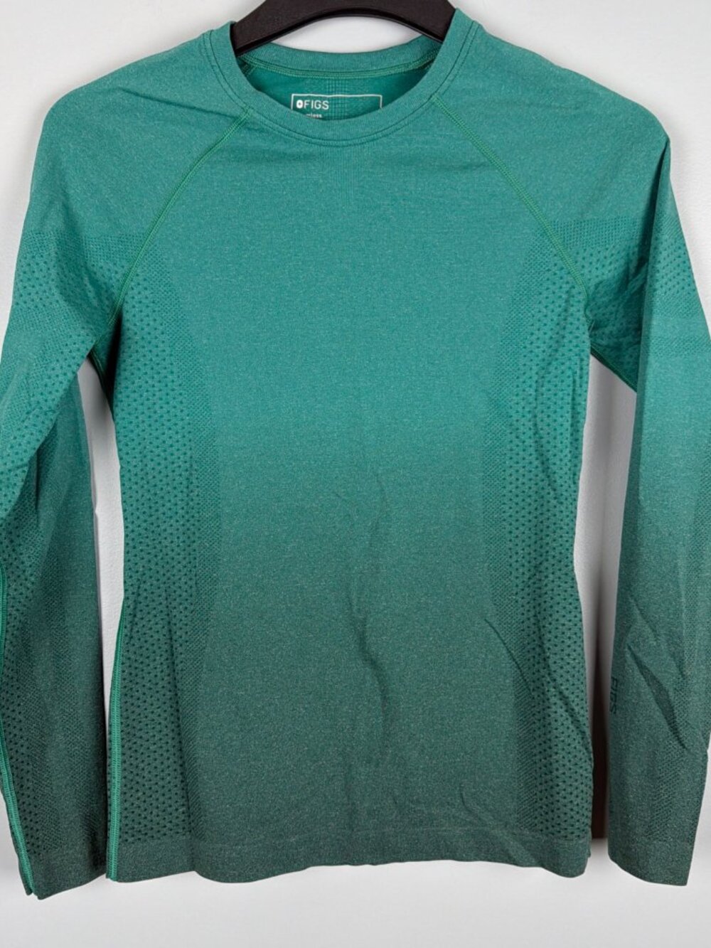 FIGS Seamless Underscrub Top Womens S Green Long Sleeve Healthcare Vet Tech Med